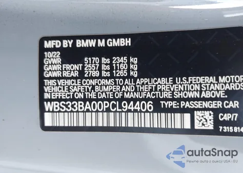 2023 BMW M4 Competition xDrive from USA, damaged, VIN WBS33BA00PCL94406